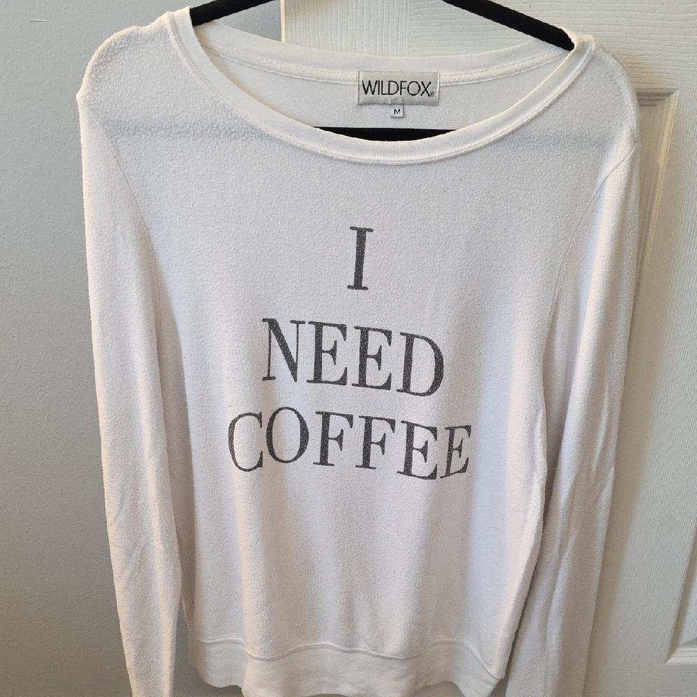 Wildfox White Sweater - I Need Coffee